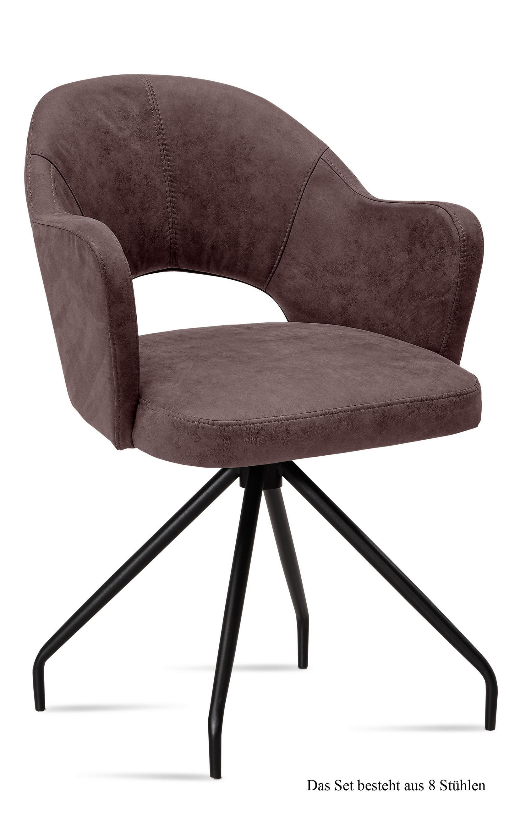 ARMLEHNSTUHL (8er-Set) Dikana 59x87x61 Schwarz/Braun - Schwarz/Braun, Kunststoff (61/87/59cm) - 58aufmkessel