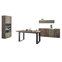 ESSZIMMER-SET Thermo Eiche, grau, Speisezimmer 4-teilig mit Soft-Close - Eichefarben/Grau, Glas/Holzwerkstoff (200/200/81cm) - Furn.Design