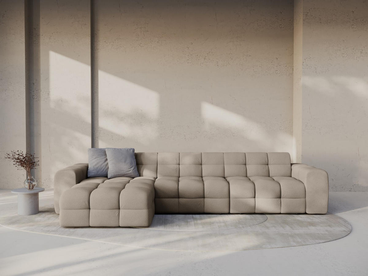 ECKSOFA links Kendal aus strukturiertem Stoff dunkelbeige 5 Sitzplätze - Mokka, Textil (173/357cm) - Micadoni