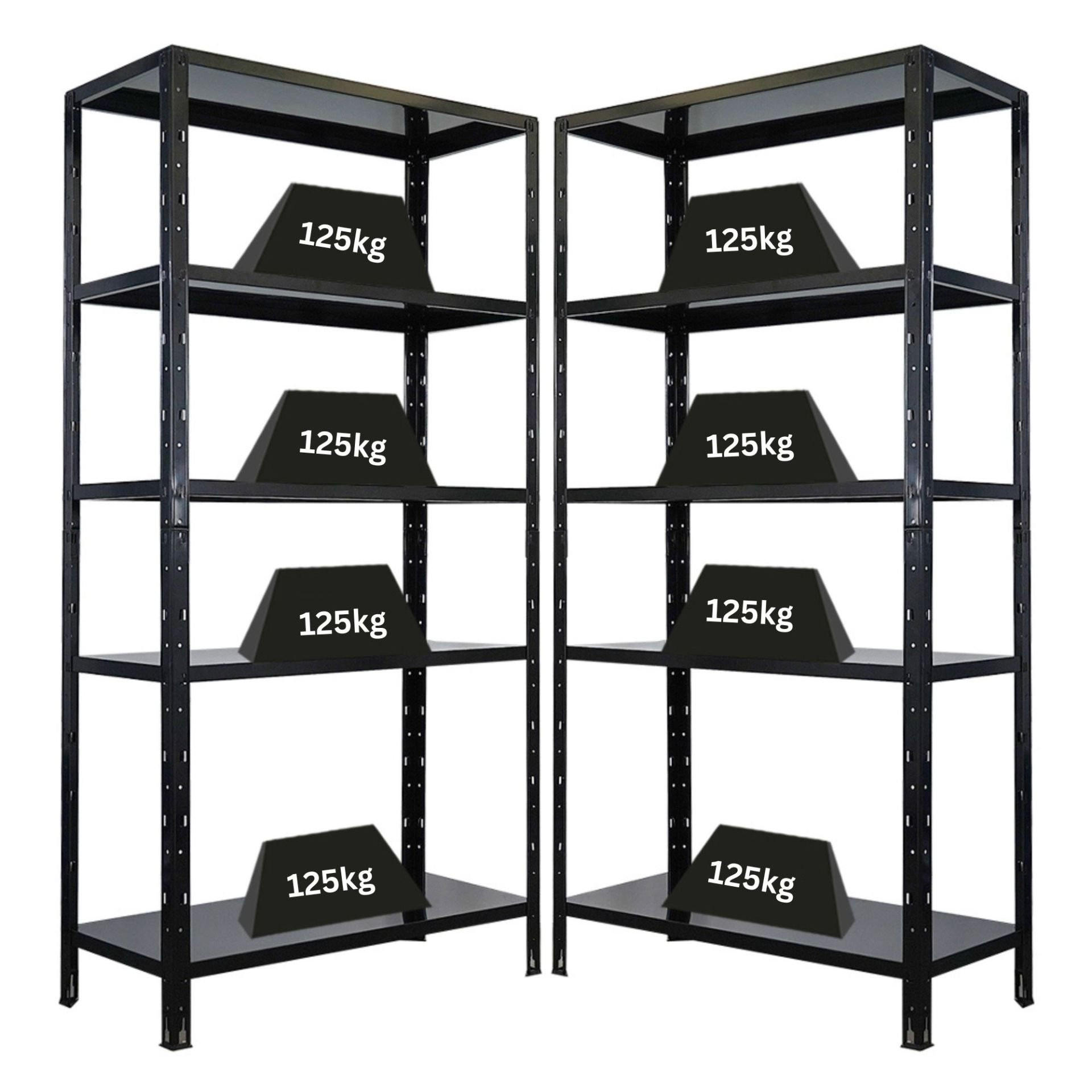 SCHWERLASTREGAL Ares 2er-Set 180x90x40cm Fachlast 125 kg Schwarz - Schwarz, Metall (180/180/40cm) - PROREGAL