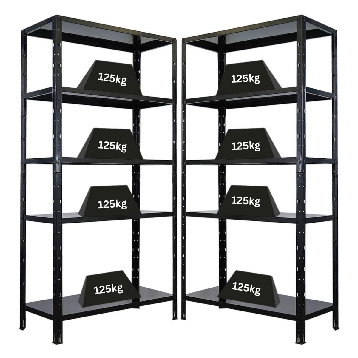 SCHWERLASTREGAL Ares 2er-Set 180x90x40cm Fachlast 125 kg Schwarz - Schwarz, Metall (180/180/40cm) - PROREGAL