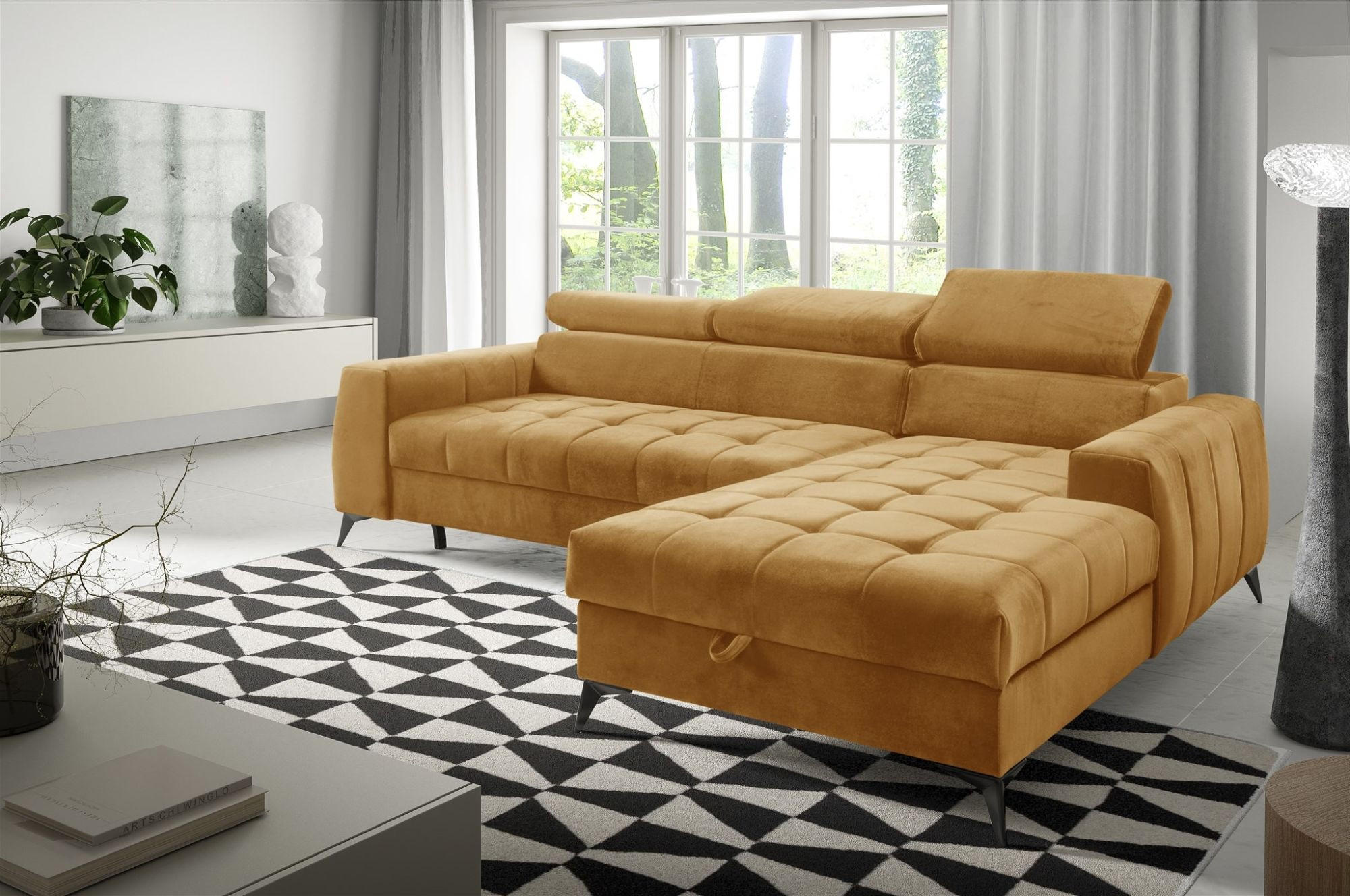 ECKSOFA Agnesa Xs In Salvador - Honig, Holzwerkstoff/Textil (260/200cm) - Fun Möbel