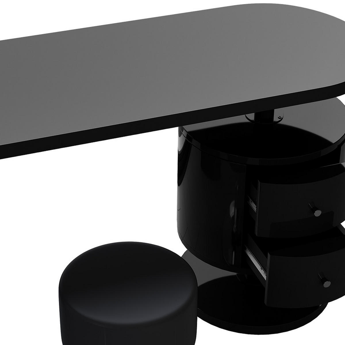 SCHMINKTISCH Lara Schwarz Hochglanz 120 cm 2 Schubladen - Schwarz Hochglanz, Holzwerkstoff (50/120/76cm) - Vicco