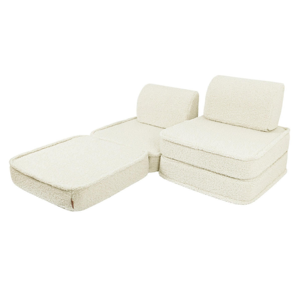 KINDERSOFA Pocket Basic modular 4-tlg. aus Teddystoff in Creme - Creme, Textil (120/25/60cm) - MeowBaby