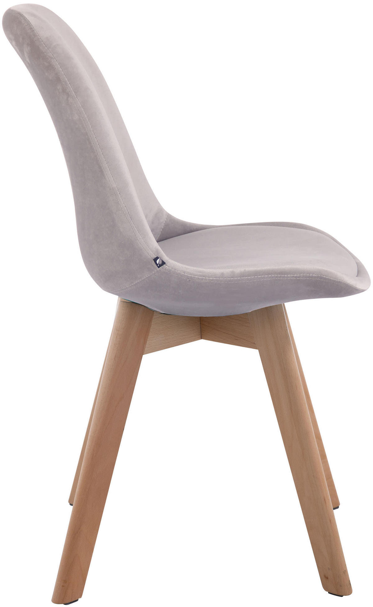 STUHL Samt grau - Eukalyptusholzfarben/Grau, Holz/Textil (48/84/55cm) - CLP