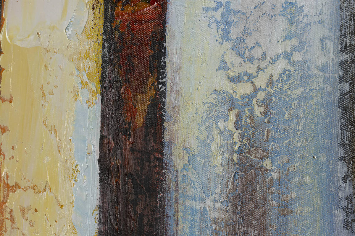 ÖLGEMÄLDE 140/70 cm - Blau/Gelb, Holz/Textil (140/70cm) - KUNSTLOFT
