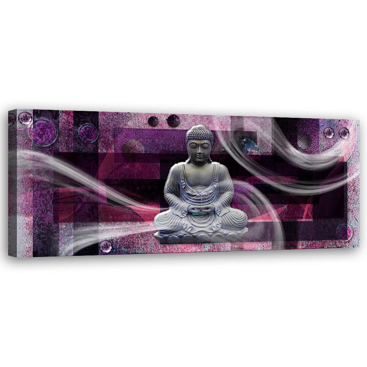 WANDBILD buddha feng shui - Lila, Textil (90/30cm) - Feeby
