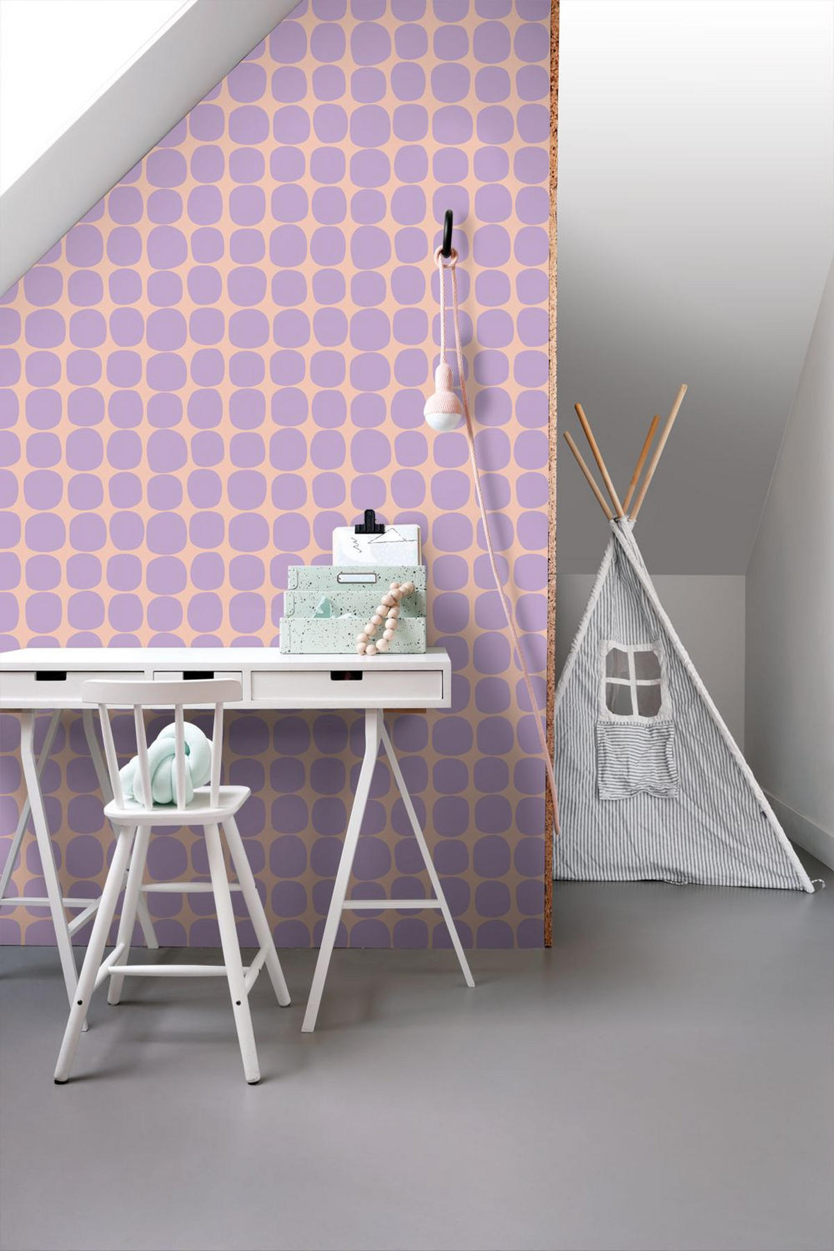 TAPETE grafisches Motiv 50 x 900 cm - Pink, Papier (50/0.1cm) - ESTAhome