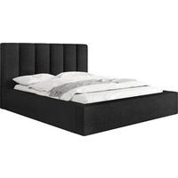 POLSTERBETT Amira mit Stauraum, Lattenrost und hohem Kopfteil - Schwarz Bouclé 200x200 cm - Birkefarben/Schwarz, Holzwerkstoff/Kunststoff - WFL GROUP