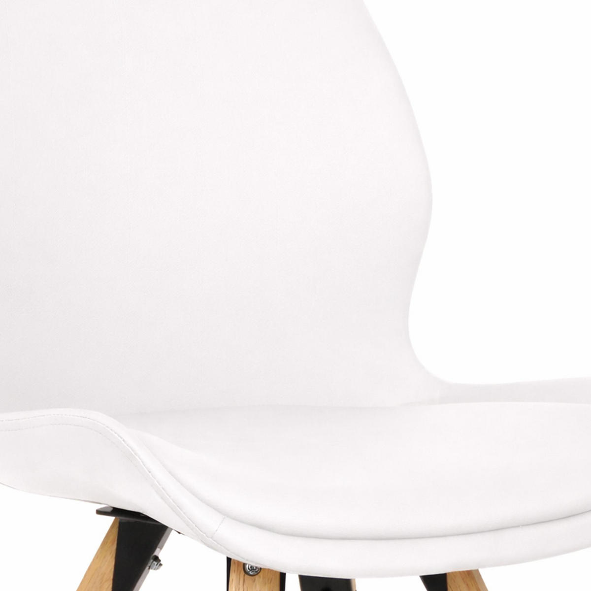 STUHL 4er Set Lederlook weiß - Eukalyptusholzfarben/Weiß, Holz/Textil (49/87/58cm) - CLP