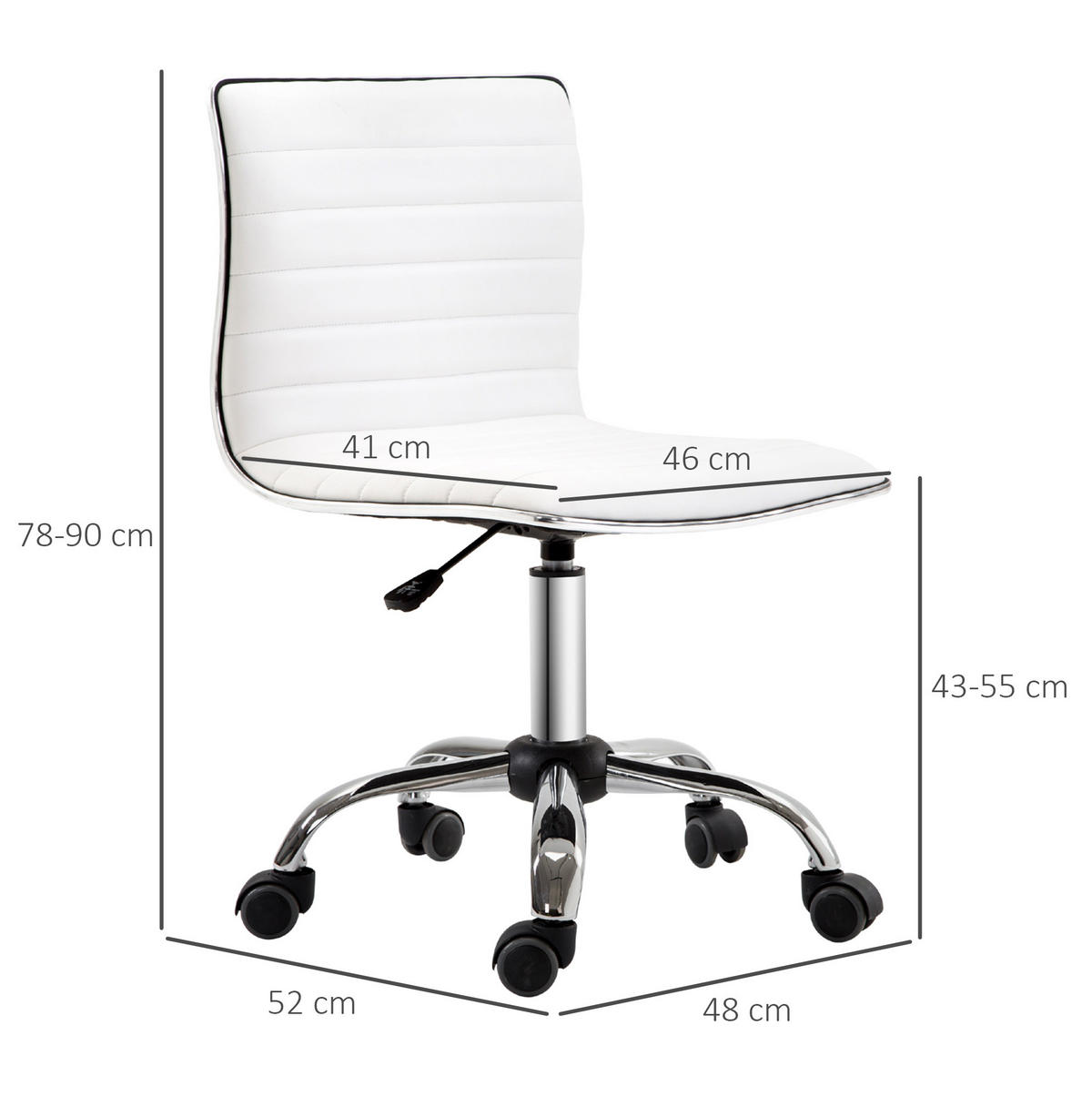 DREHSTUHL 52/78-90/48 cm Weiß aus Kunstleder höhenverstellbar - Weiß, Kunststoff (52/90/48cm) - OKMYHOME