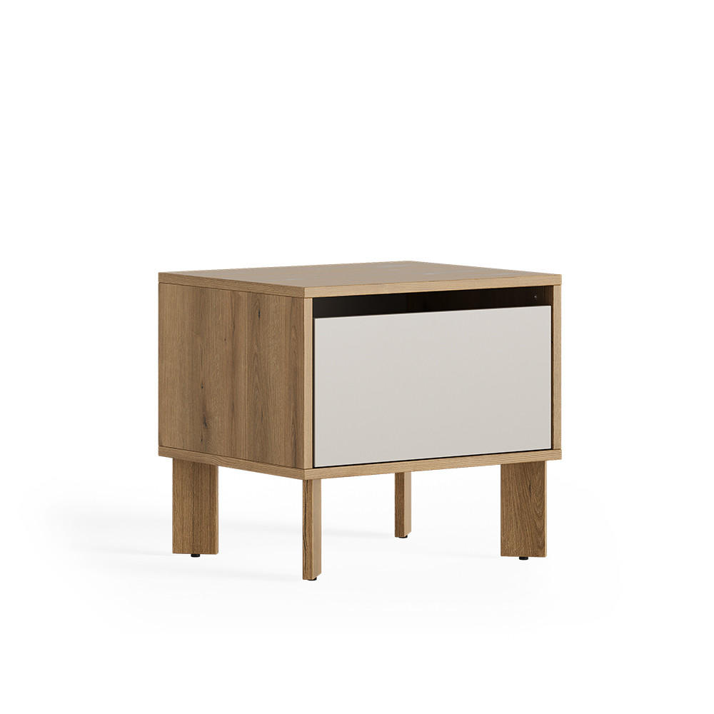 NACHTTISCH Monti, Eiche Evoke/Cashmere, 48.2 x 44 cm mit Schublade - Kaschmir/Eiche Artisan, Holzwerkstoff (48.2/44/40cm) - Vicco
