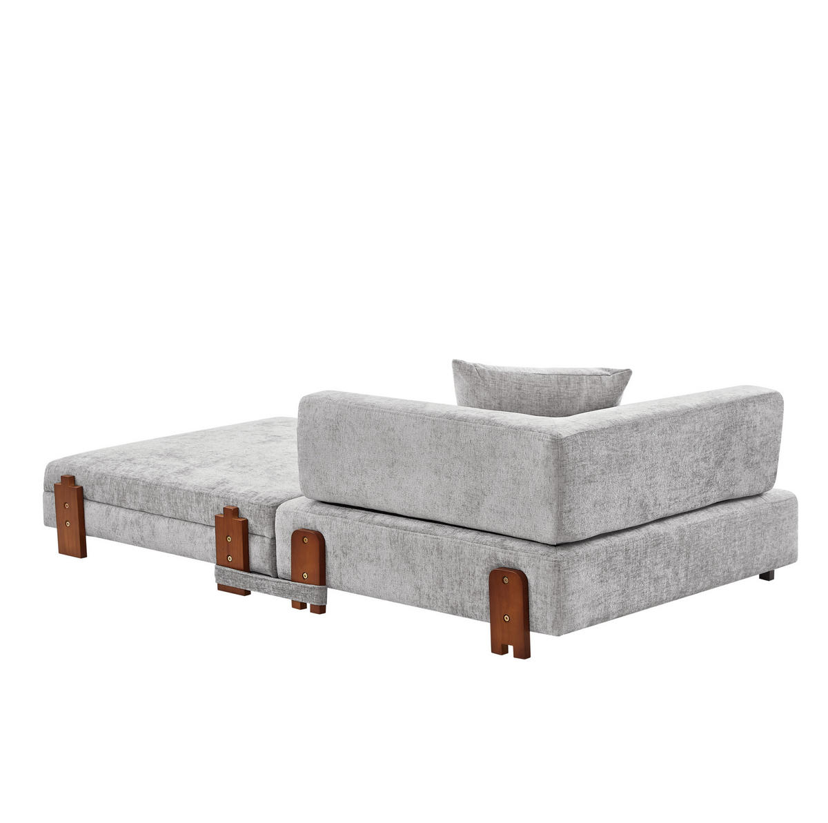 SCHLAFSOFA aus Stoff Hellgrau mit USB-, Type-C-Anschluss, Stauraum und Schlaffunktion - Hellgrau, Textil (84/48/170.5cm) - Modfu