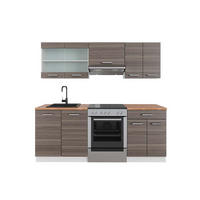 KÜCHENZEILE R-Line Edelgrau/Weiß 200 cm, AP Eiche - Braun/Weiß, Holzwerkstoff (200/81.6/60cm) - Vicco
