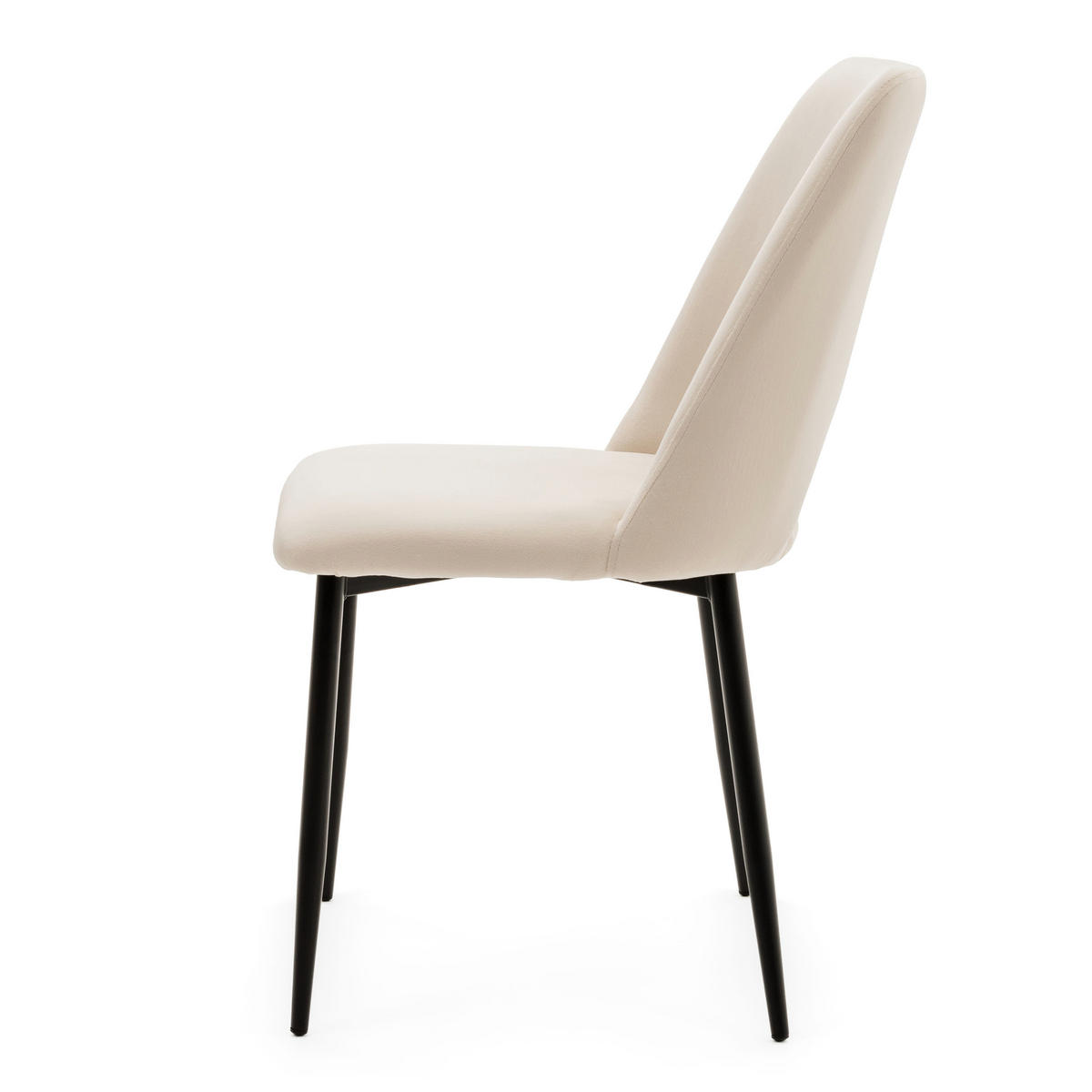 STUHL ORO gepolsterter mit Steppung - beige - Samt Velour - Beige/Schwarz, Textil/Metall (47/91/55cm) - NEW HOME