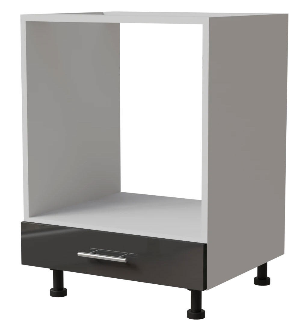 HERDUMBAUSCHRANK Essen D11K/60 Graphit Hochglanz / Weiß Matt 60 / 50 / 82cm - Graphitfarben/Weiß, Holz/Holzwerkstoff (60/82/50cm) - Feldmann-Wohnen