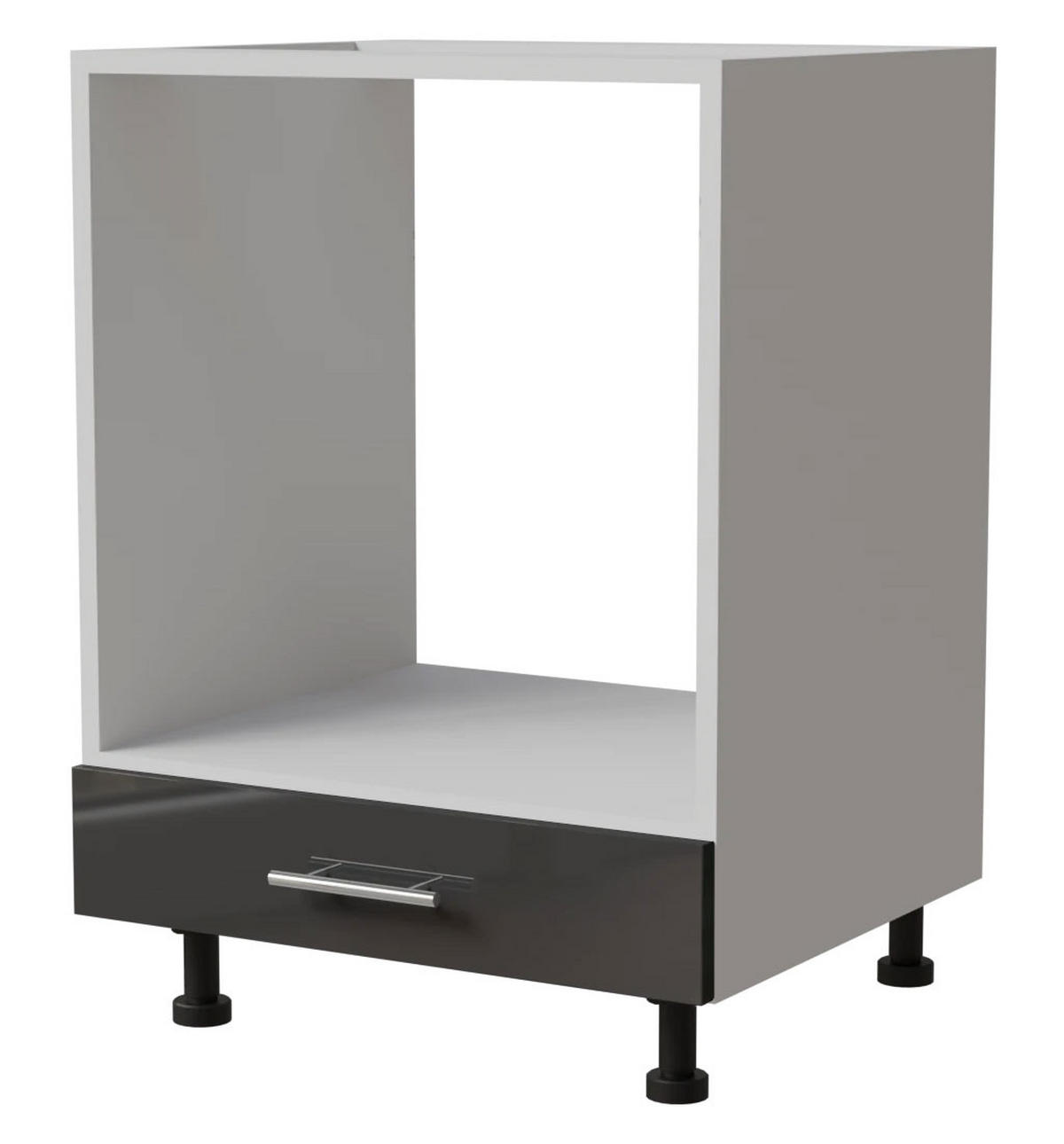 HERDUMBAUSCHRANK Essen D11K/60 Graphit Hochglanz / Weiß Matt 60 / 50 / 82cm - Graphitfarben/Weiß, Holz/Holzwerkstoff (60/82/50cm) - Feldmann-Wohnen