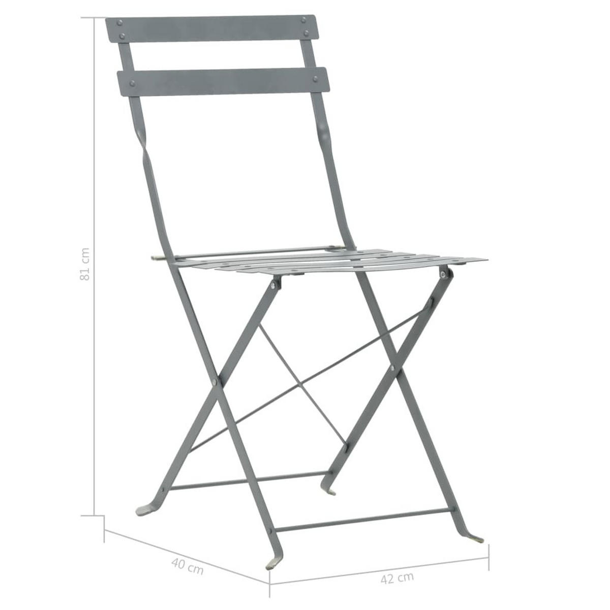BISTRO-SET Stahl Grau 3-teilig - Grau, Metall - vidaXL
