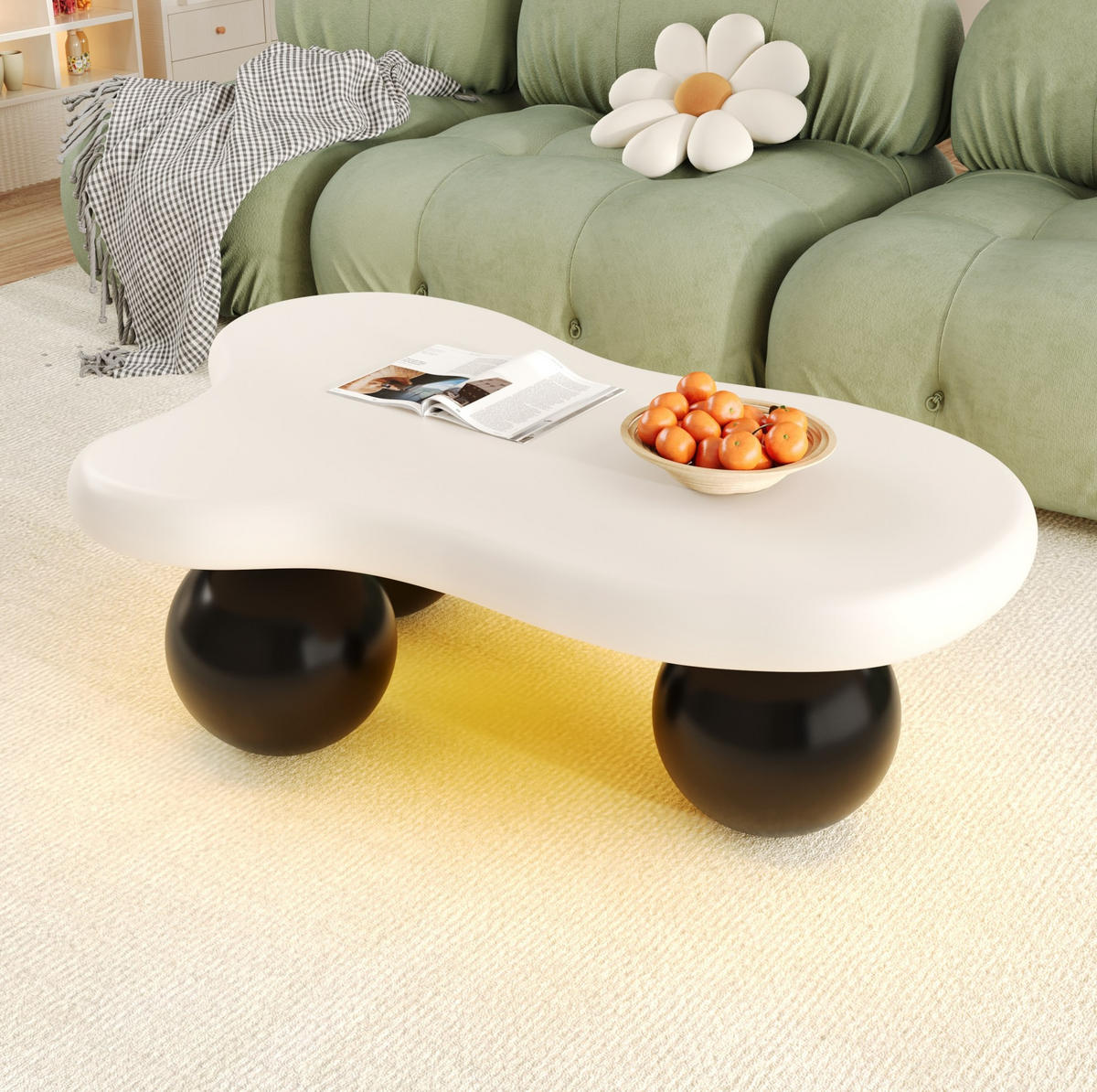 COUCHTISCH 95/62,5/32 cm in Schwarz/Weiß aus MDF mit LED-Beleuchtung - Schwarz, Holzwerkstoff (95/62.5/32cm) - OKMYHOME