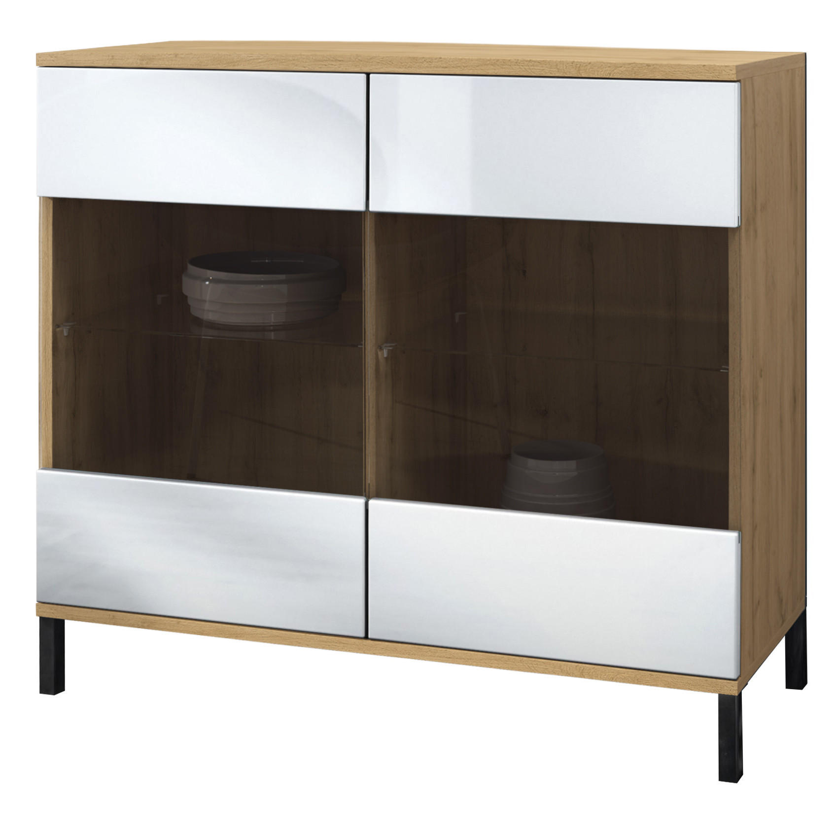 Vladon Kommode Weiß Hochglanz 92.5x83.5x35 cm