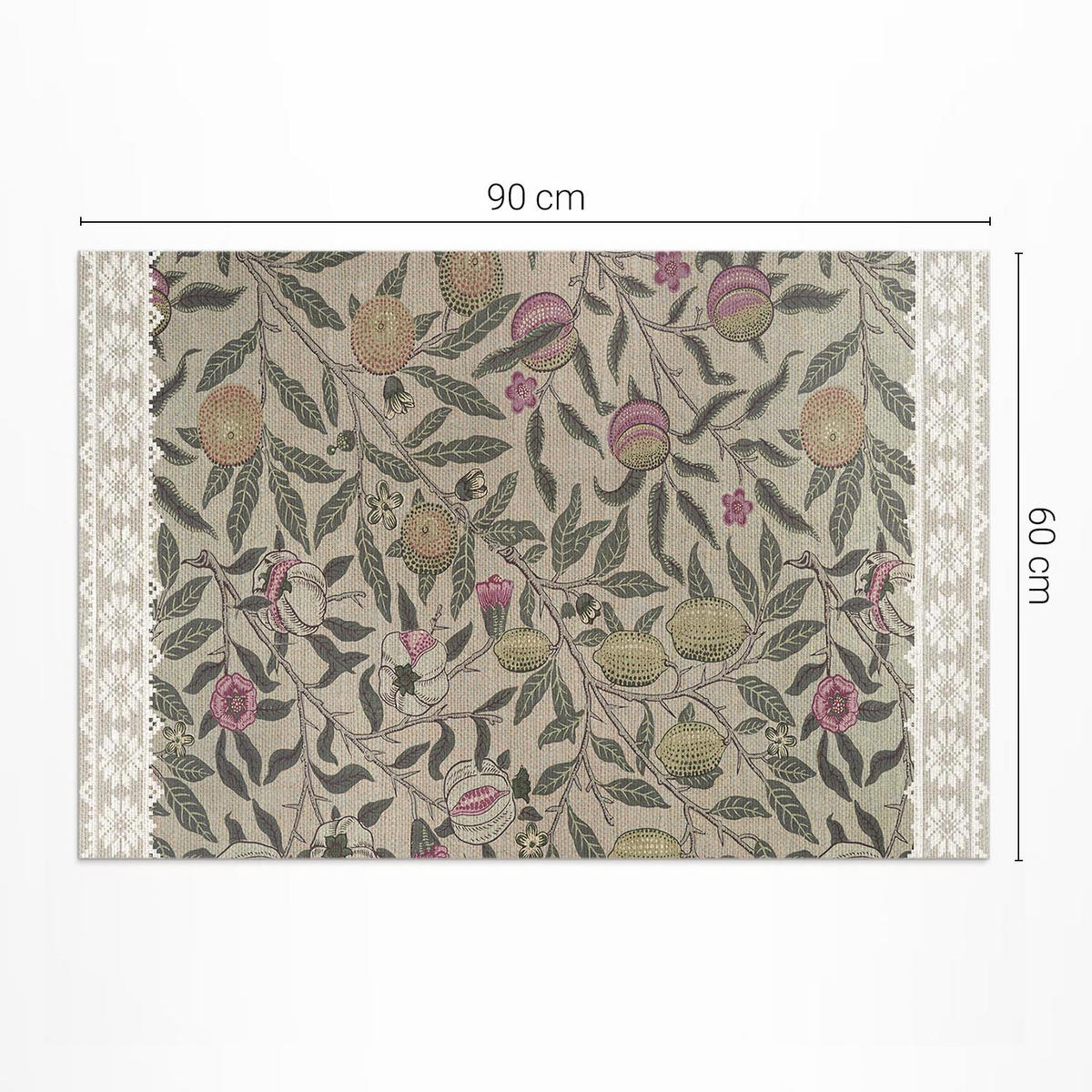 TEPPICH 60x90 cm Früchte nach William Morris - Beige, Kunststoff (60/90cm) - Wallfluent