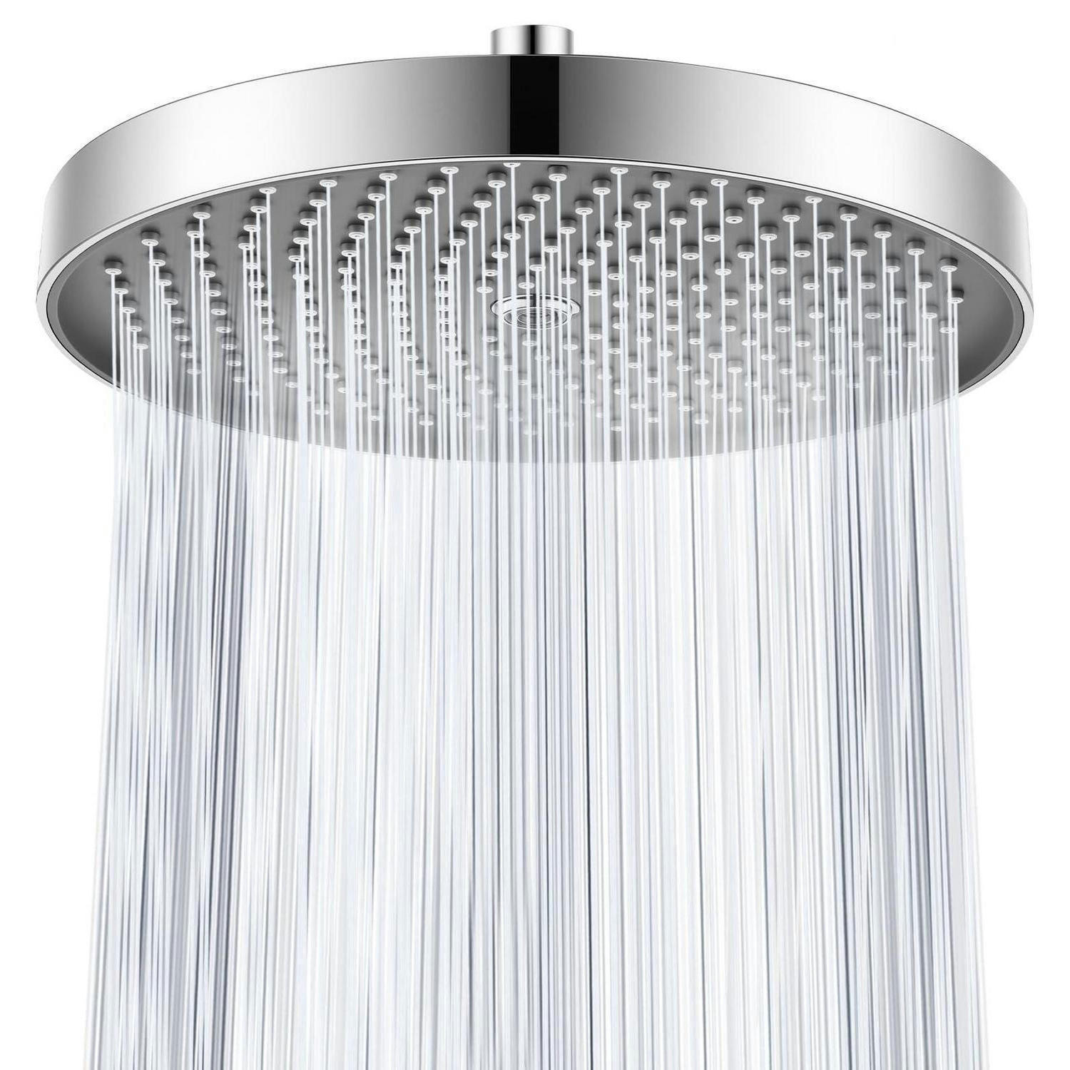 DUSCHKOPF 10 Zoll Regendusche Rund Chrom Schwarz - Silberfarben, Metall (18/12.7/26cm)