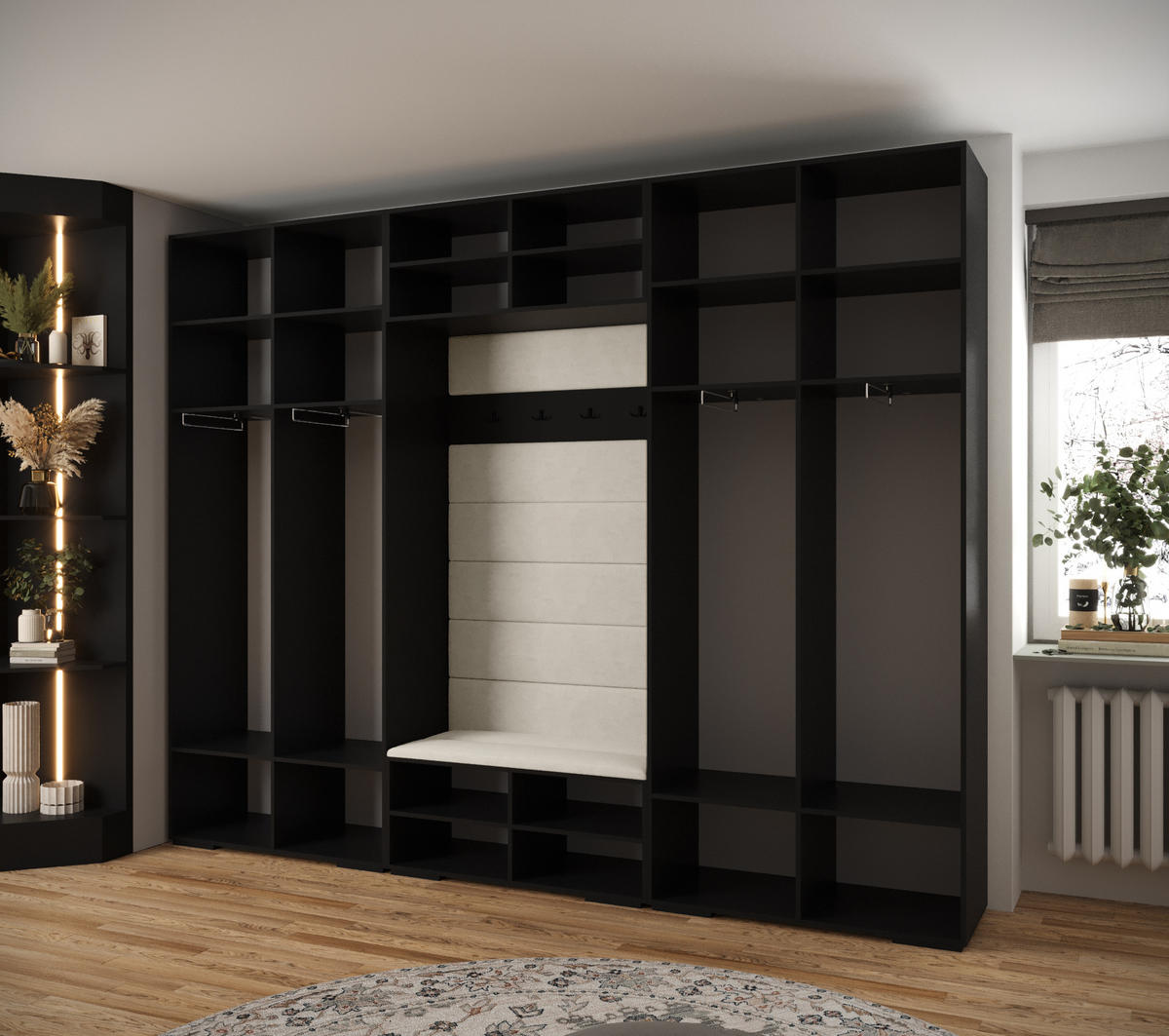 GARDEROBEN-SET 236,7/300/47 - Schwarz, Holz/Kunststoff (300/236.7/47cm) - Abiks Möbel