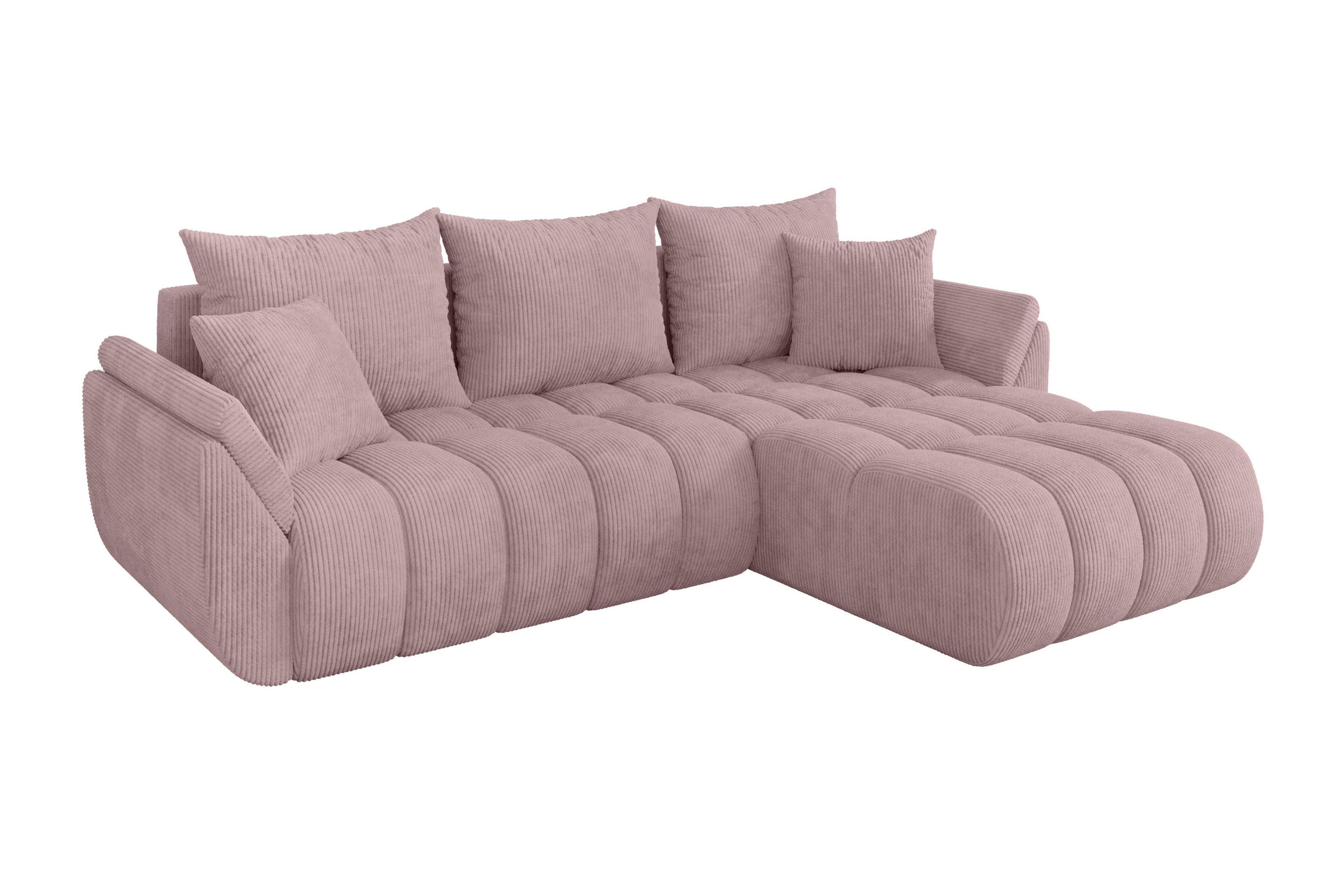 ROHOVÁ SEDAČKA s funkcí spaní, otoman vpravo TOKO-L-v1 277x194x86 růžová manšestr - růžová/černá, kompozitní dřevo/textil (277/194cm) - ALTDECOR