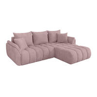 ROHOVÁ SEDAČKA s funkcí spaní, otoman vpravo TOKO-L-v1 277x194x86 růžová manšestr - růžová/černá, kompozitní dřevo/textil (277/194cm) - ALTDECOR