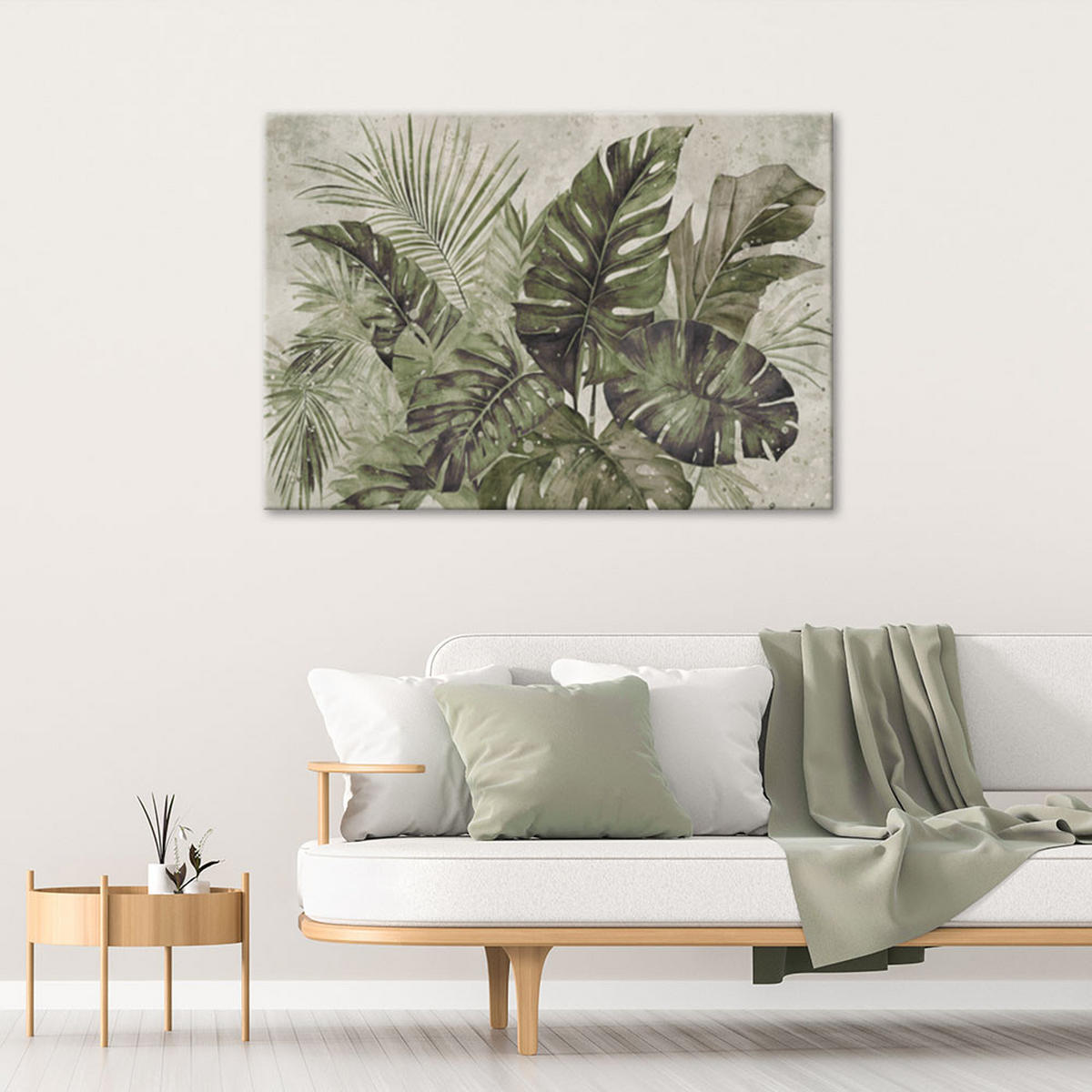 WANDBILD tropische monstera blätter - Grün, Textil (60/40cm) - Feeby