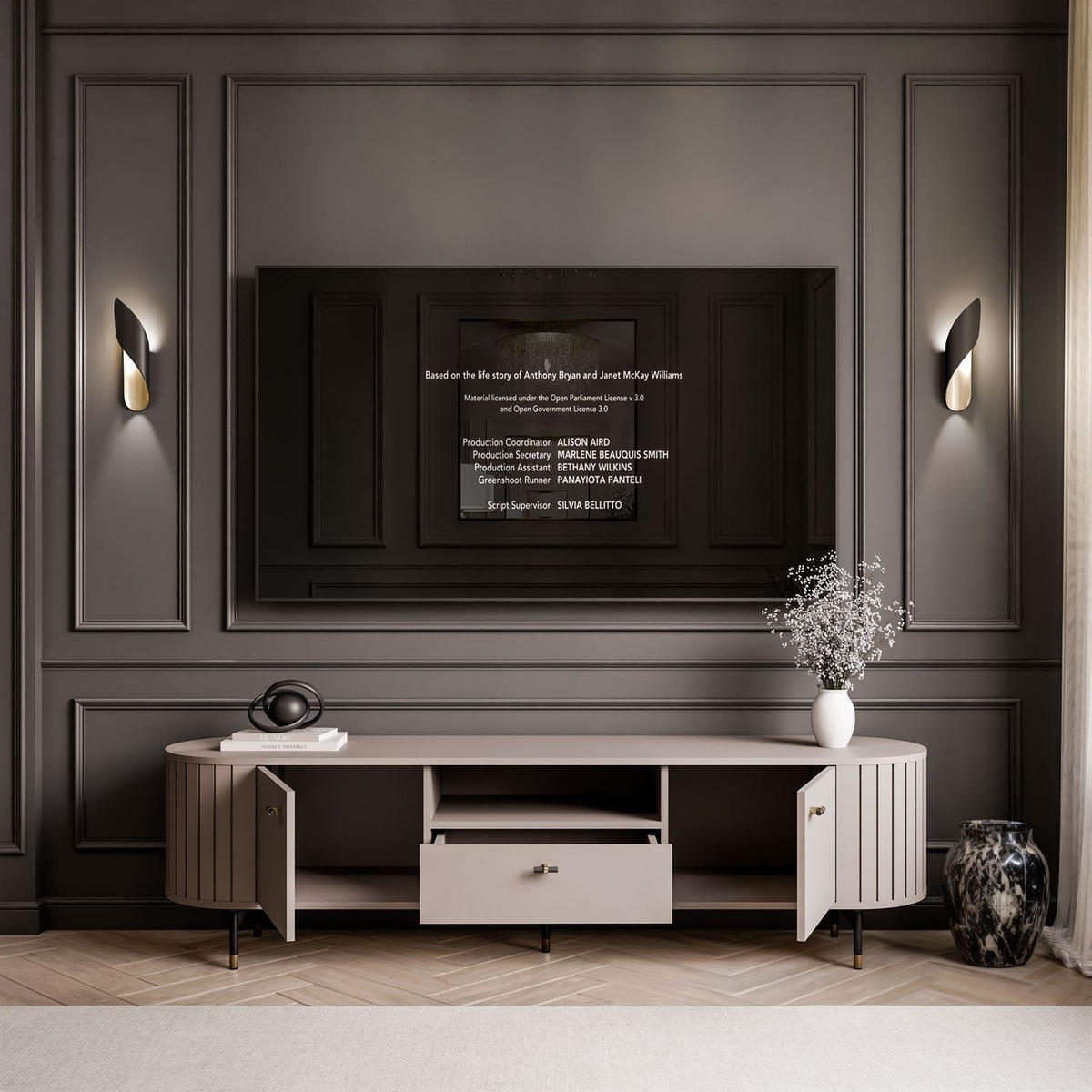 TV-ELEMENT ELODIE mit Schublade Kaschmir - Kaschmir, Holzwerkstoff (180/49/40cm) - Lookway