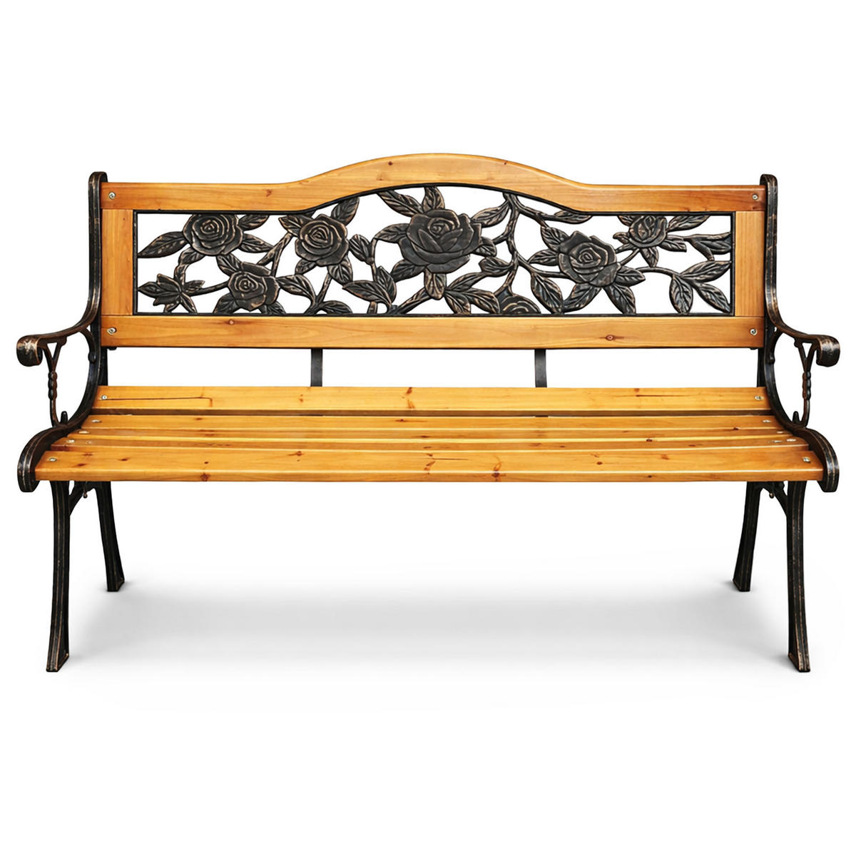 GARTENBANK ROSA Schwarz 125 x 76,5 x 52 cm - Schwarz/Braun, Holz/Metall (125/76.5/52cm) - Akord