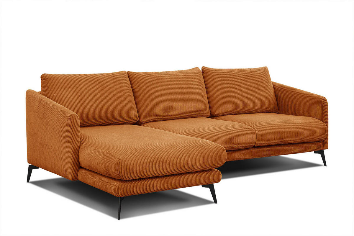 ECKSOFA VILT 4-Sitzer, orange - Schwarz/Orange, Holzwerkstoff/Textil (156/255cm) - Courtois Laville