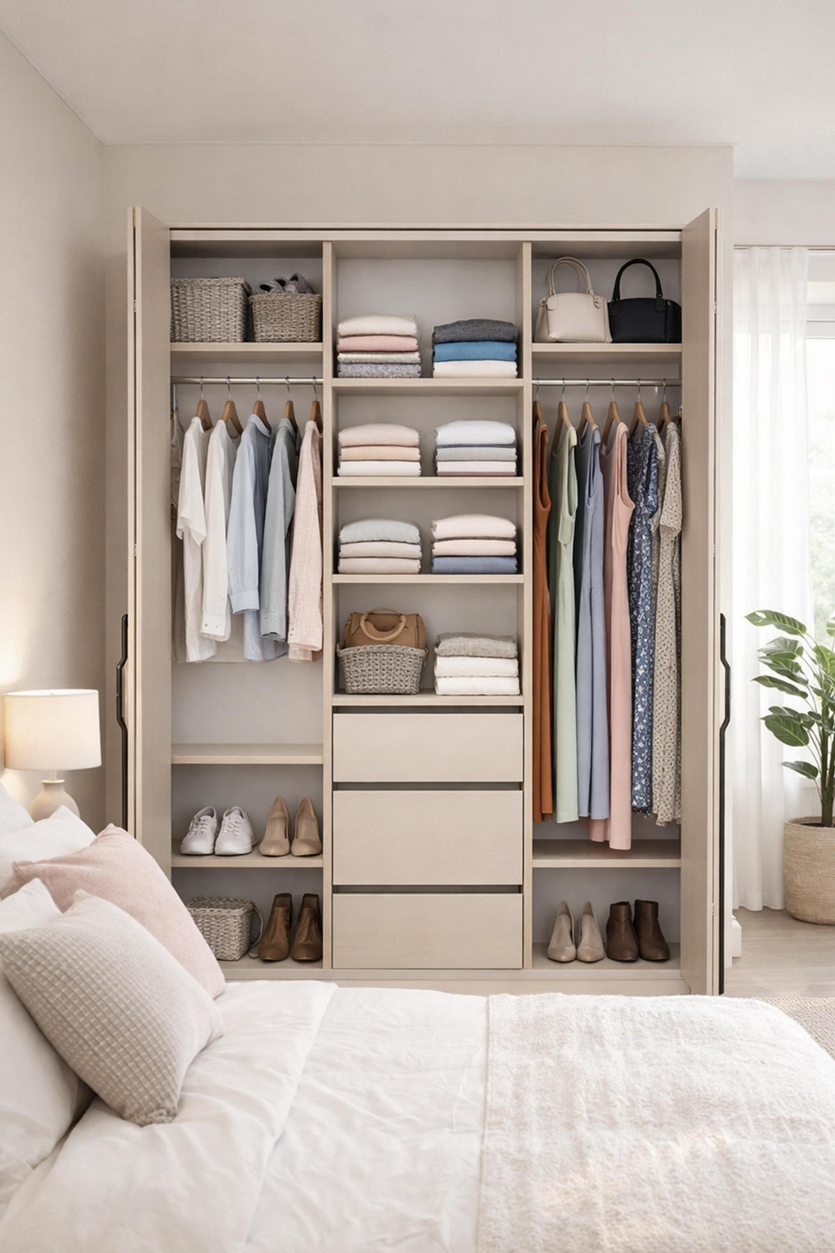 FALTTÜRENSCHRANK Omodeo 170 cm breit in Kaschmir – mit WingLine-Falttüren - Beige, Holzwerkstoff (170/240/58cm) - AX Living
