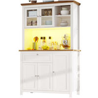 BUFFETSCHRANK 104/40/180 cm mit LED-Beleuchtung, verstellbaren Ablagen und Schiebetür aus MDF, Weiß - Weiß, Holzwerkstoff (104/180/40cm) - Redom