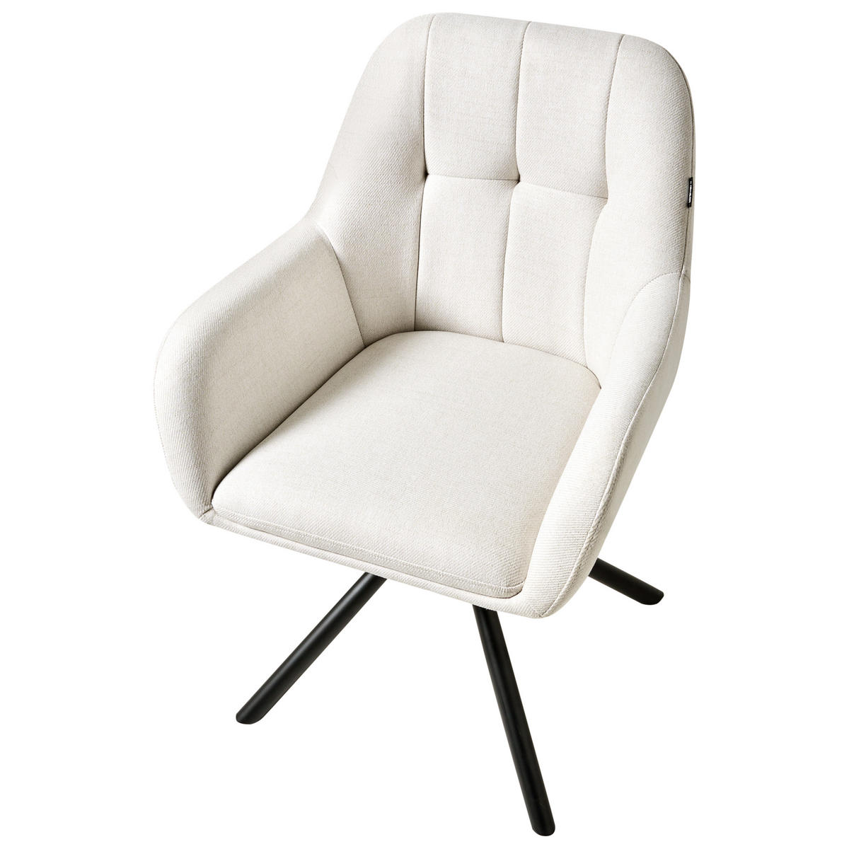 ESSZIMMERSTUHL drehbar Stoff Cremeweiß Ubly - Weiß, Textil (57/84/68cm) - Beliani