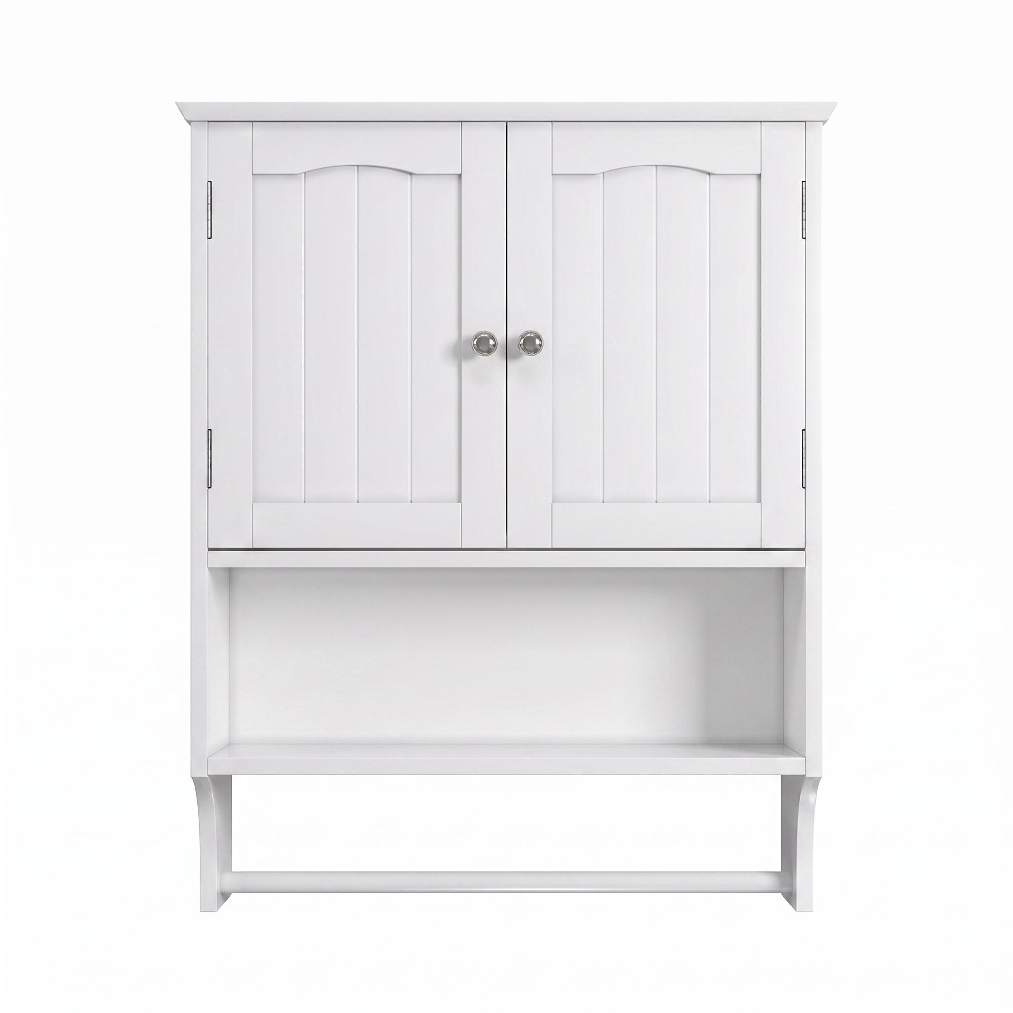 WANDSCHRANK Badezimmer Weiß Medizinschrank mit Handtuchhalter & verstellbaren Regalen - Weiß, Holzwerkstoff (56.89/70/19cm) - Urban Meuble