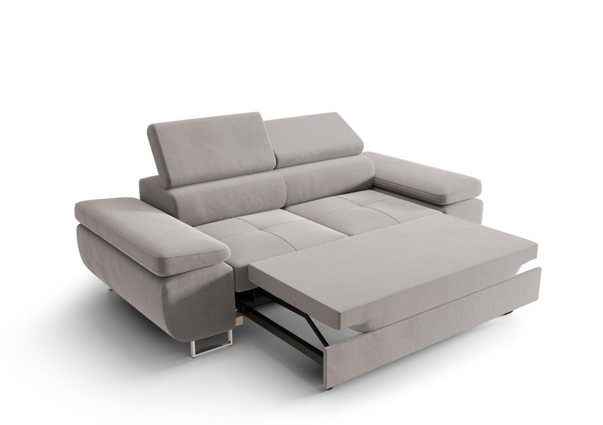 SCHLAFSOFA PRAGA 2, Sofa mit Schlaffunktion, Farbe: Weiß, Kunstleder - Weiß, Textil (208/90/100cm) - O-Sofa