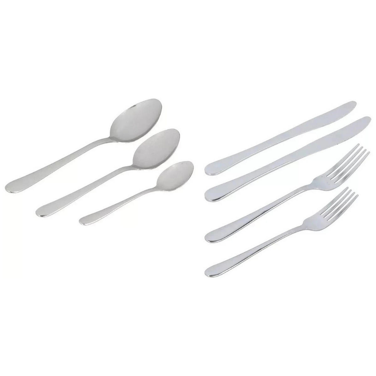 BESTECKSET 42-Teilig, Für 6 Personen, Edelstahl, Rostfrei, Tafelbesteck, Messer, Gabel, Löffel, Dessertbesteck, Küche, Silber, Essbesteck, Haushalt - Silberfarben, Metall - Alpina