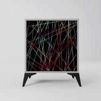 SIDEBOARD LUMINOUS SNARE, Grau, 57,5x42x70,5 cm, Schwarze Metall-Sternfüße - Multicolor/Schwarz, Holzwerkstoff/Metall (57.5/70.5/42cm) - SpaceRebels