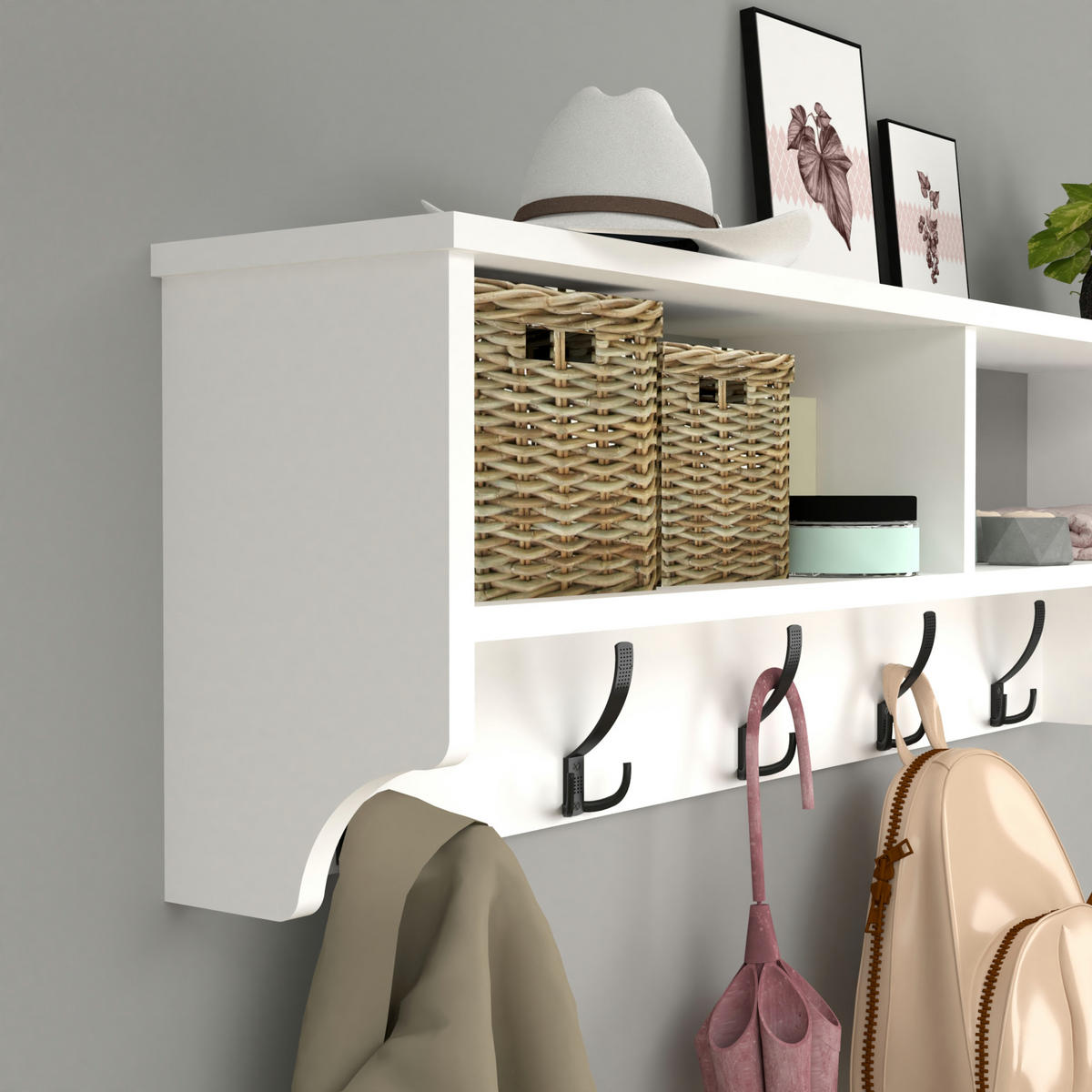 WANDGARDEROBE Åstorp - Weiß, Holzwerkstoff (120/37/22cm) - [en.casa]