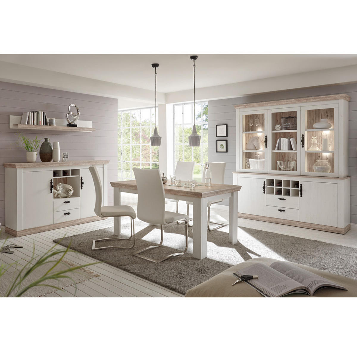 BUFFET Ferna-61 - Weiß, Holzwerkstoff (184/205/44cm) - Lomado