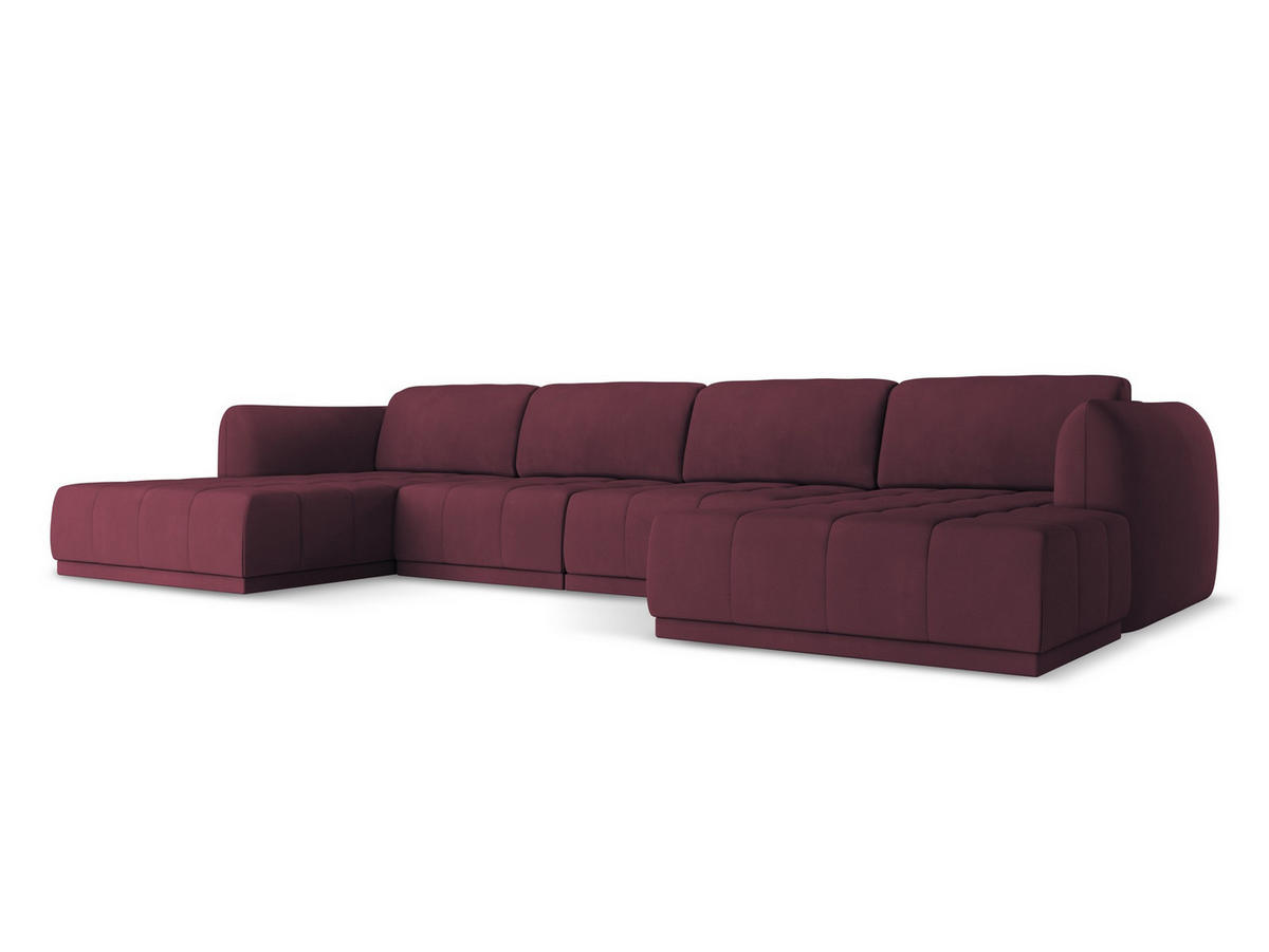 POUF Chenille Stoff Rot - Rot/Weinrot, Kunststoff/Textil (94/40/89cm) - Makamii