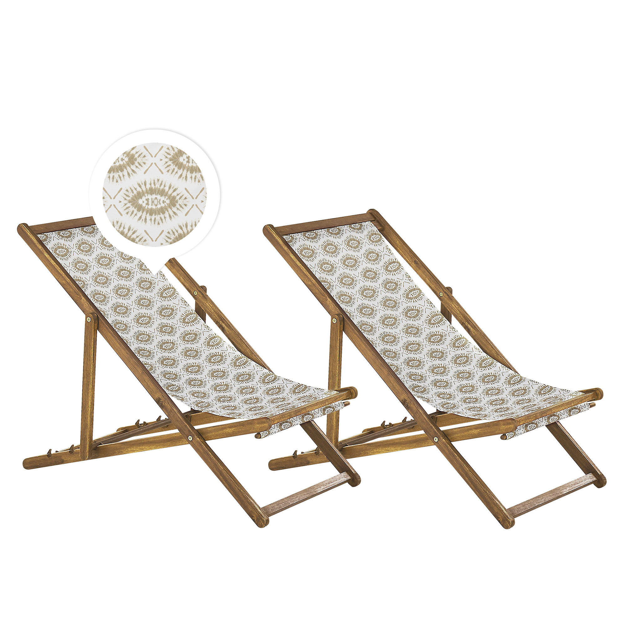 Beliani Gartenliege Dunkelbraun, Weiß, Beige 54x70x97 cm