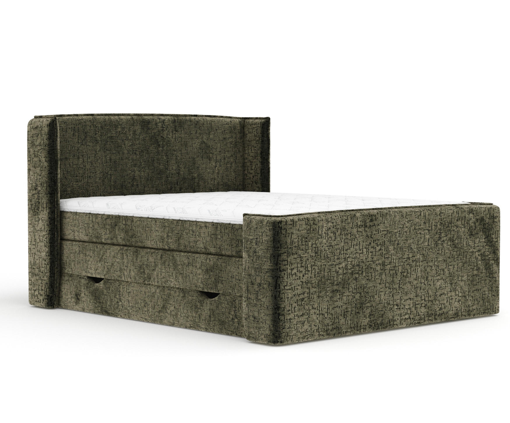 BOXSPRINGBETT Freeland Olivenfarbe 140/200 cm mit Matratze und Topper - Schwarz/Olivgrün, Holz/Holzwerkstoff (140/200cm) - Maison de Reve