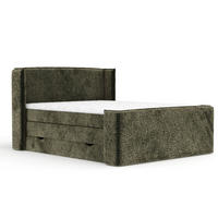 BOXSPRINGBETT Freeland Olivenfarbe 180/200 cm mit Matratze und Topper - Schwarz/Olivgrün, Holz/Holzwerkstoff (180/200cm) - Maison de Reve