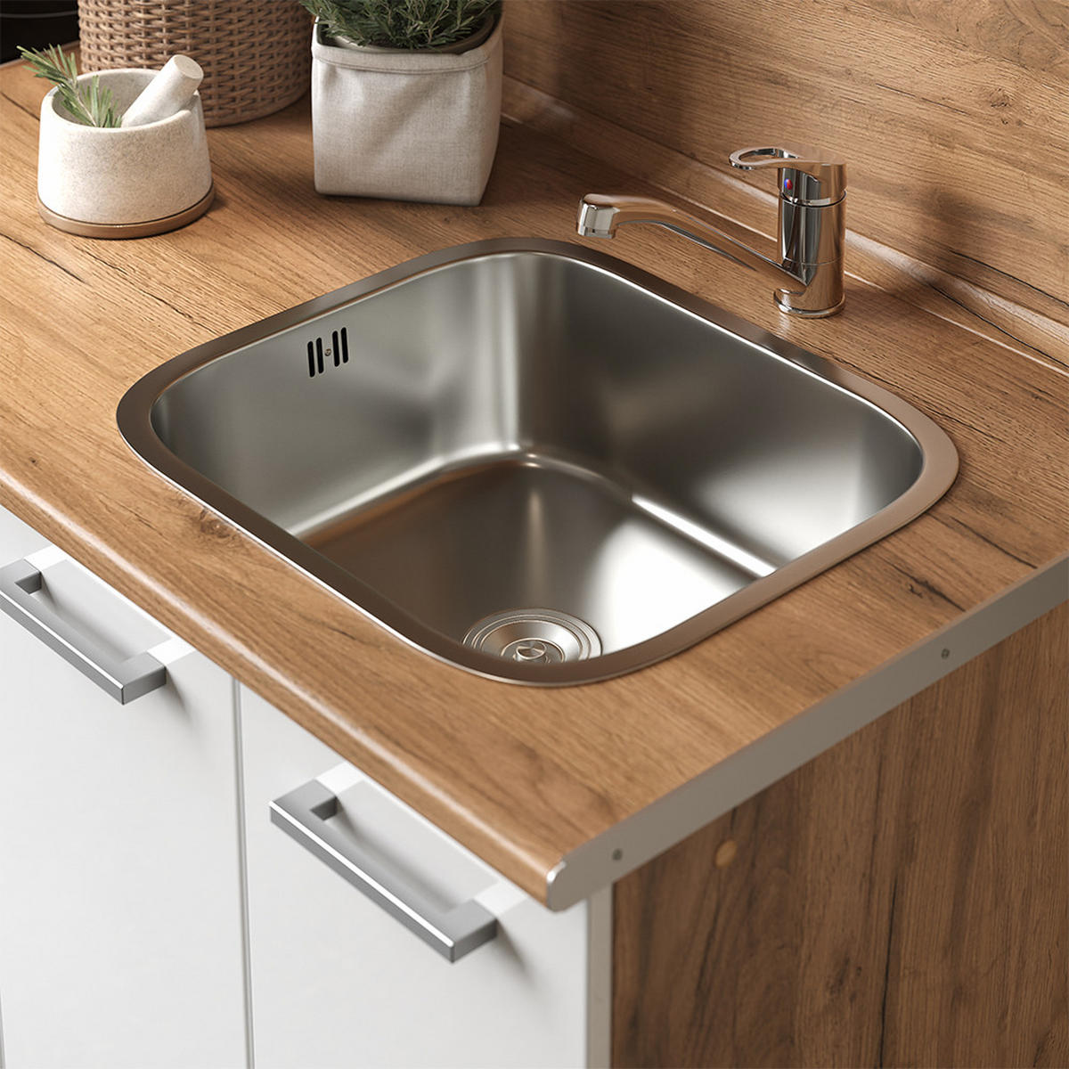 SINGLEKÜCHE R-Line Weiß Hochglanz/Goldkraft Eiche 160 cm mit Herdumbauschrank und Spüle ohne AP - Honigeiche/Weiß Hochglanz, Holzwerkstoff (160/81.6/46cm) - Vicco