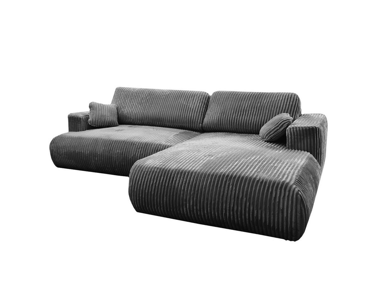 ECKSOFA Luna L rechts Grau aus Cord - Grau, Textil (271/195cm) - KS Home Concept