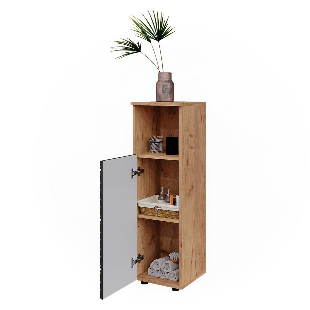 MIDISCHRANK Irma Anthrazit gestreift 30 x 95 cm - Anthrazit, Holzwerkstoff (30/95/30cm) - Vicco