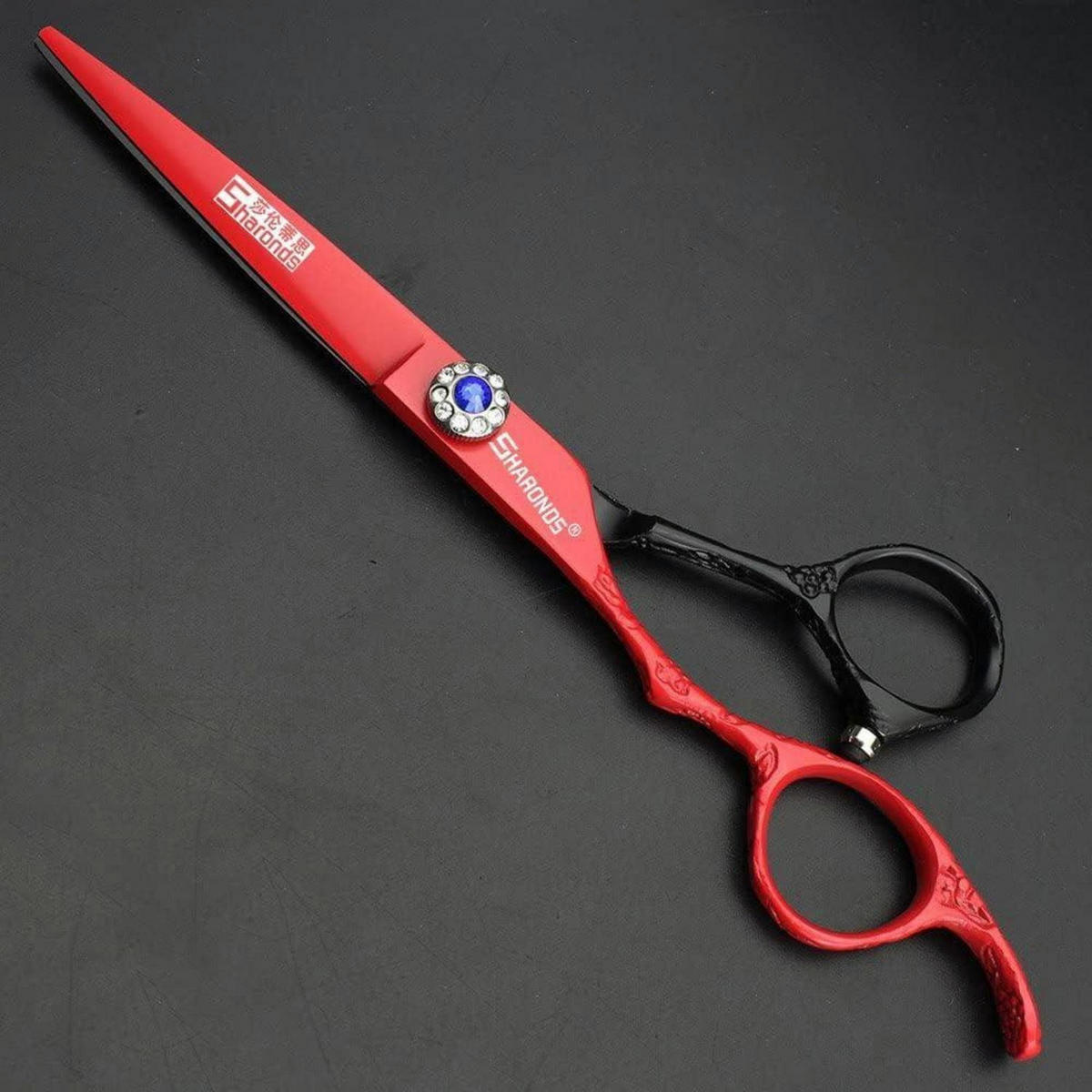 FRISEURSCHEREN Set 6 Zoll Linkshänder 2-teiliges Set - Rot, Metall (15.2/1.5/15.2cm)
